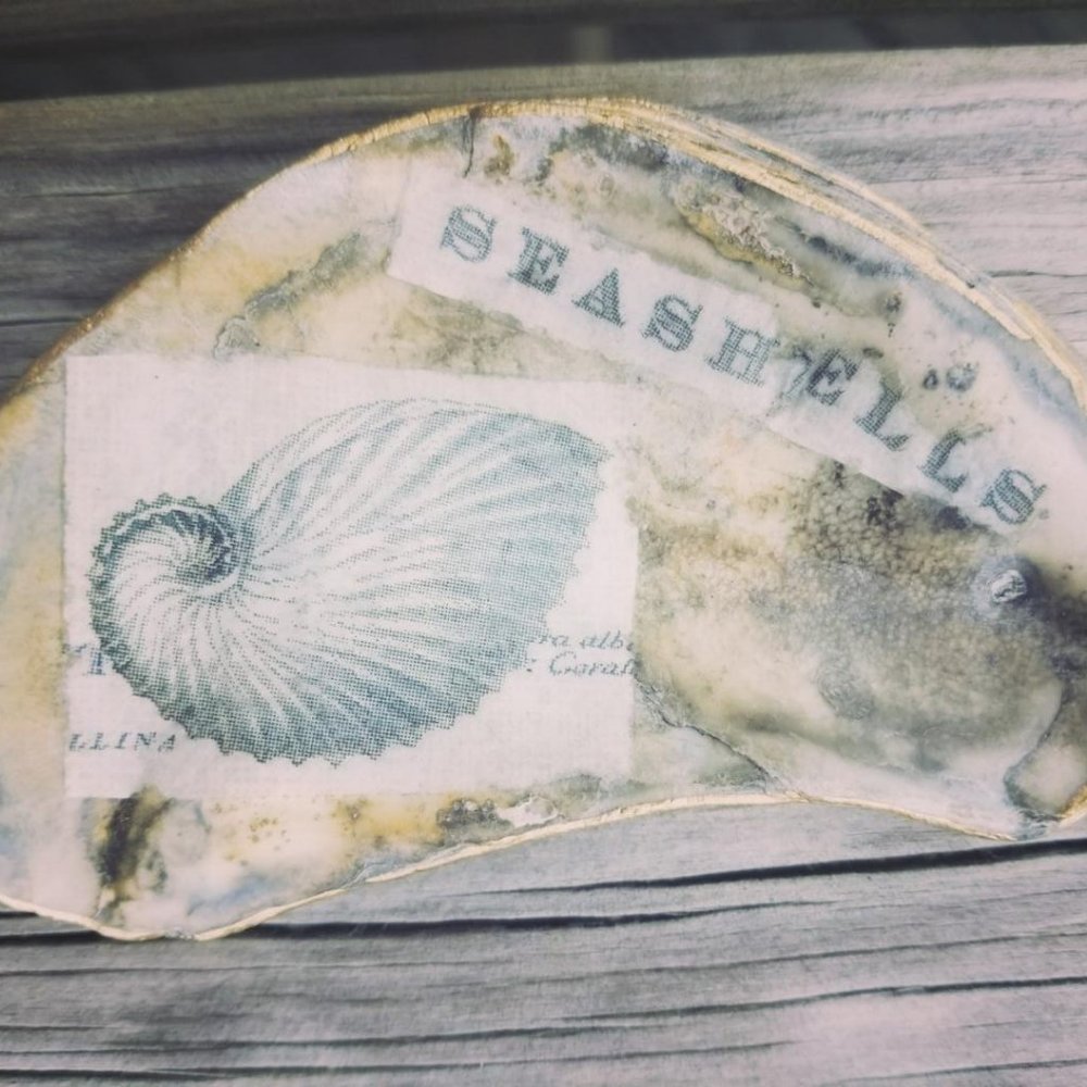 Seashell Oyster Shell Ring Dish 18k Gold Edges